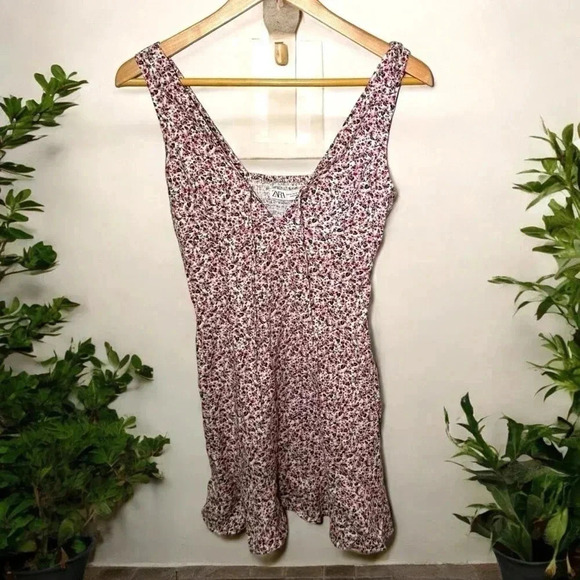 Zara ditsy floral linen blend dress XS - Picture 1 of 6